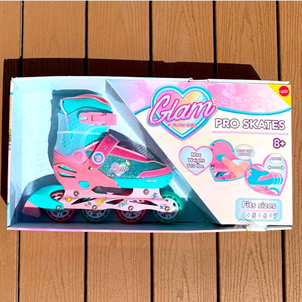 🆕GLAM BY RUSH GIRL PRO-SKATES AGES 8+, FITS 4, 5, 6 & 7 NIB